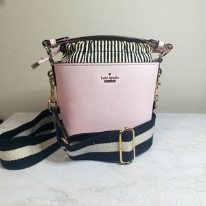Kate Spade Pink Bucket Bag Crossbody with Striped Lining